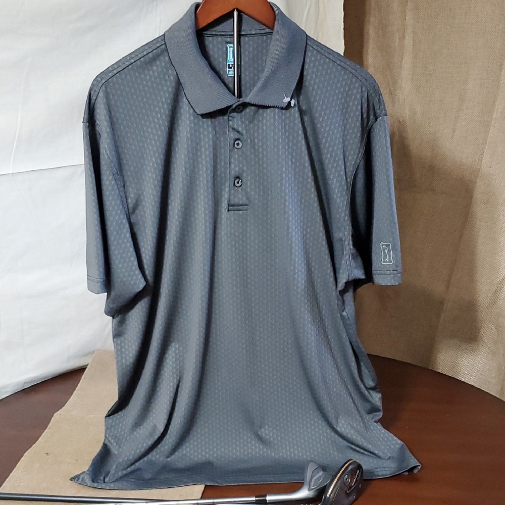 PGA Tour NWOT Golf Polo UPF Dry Wicking Quick Dry Charcoal Gray Shirt Size XL